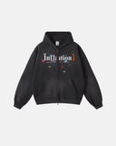 Graphic Acid Washed Zip Up Hoodies | Inflation Streetwear INFLATION