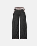 Studded Faux Fur Waistband Baggy Jeans | Inflation Streetwear