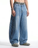 vintage washed barrel jeans with curved leg construction