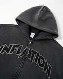 Totem Rhinestone Acid Wash Zip Up Hoodies | Inflation Streetwear INFLATION