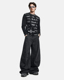 full body outfit with slim fit graphic long sleeve tee