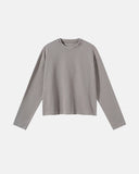light gray waffle boxy long sleeve t shirt front view