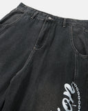 Script Graphic Washed Barrel Jeans | Inflation Streetwear