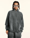 Quarter Zip Up Monkey Washed Sweatshirt | Inflation Streetwear INFLATION