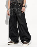 oversized number graphic denim jeans