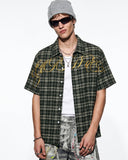 Lettering Embroidery Plaid Shirts | Inflation Streetwear INFLATION