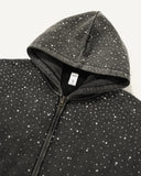 Distressed Washed Fleece Rhinestone Zip Up Hoodies | Inflation Streetwear INFLATION