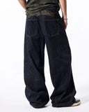 Embroidered Raw Baggy Jeans | Inflation Streetwear INFLATION