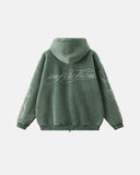 Rhinestone Distressed Washed Zip Up Hoodies | Inflation Streetwear INFLATION