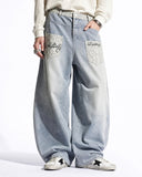 Leopard Patch Barrel Wide Leg Jeans | Inflation Streetwear INFLATION