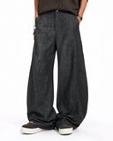 structured curved leg denim pants