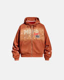 Distressed Star Boxy Zip Up Hoodie | Inflation Streetwear