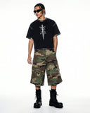 Oversized Camo Cargo Longline Shorts | Inflation Streetwear INFLATION