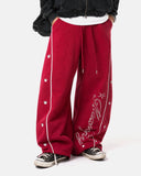 Contrast Piping Graphic Barrel Sweatpants | Inflation Streetwear