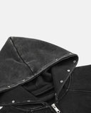close-up of washed hood with small star studs