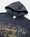 Washed Star Script Graphic Zip Up Hoodie | Inflation Streetwear