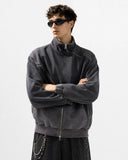 Washed Asymmetric Zip Sweatshirt | Inflation Streetwear