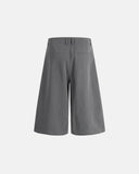 wide leg tailored shorts structured grey fabric