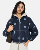 Polka Dot Faux Fur Denim Jacket | Inflation Streetwear