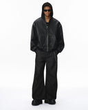 Faux Leather Hooded Bomber Jacket| Inflation Streetwear INFLATION