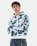 Camo Rhinestone Mega Zip Cropped Hoodie | Inflation Streetwear