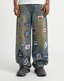 Patch Embroidery Washed Barrel Jeans | Inflation Streetwear INFLATION