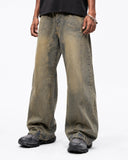 Yellow Mud Washed Wide Leg Jeans | Inflation Streetwear INFLATION