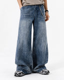 loose fit washed denim pants