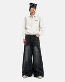 Studded Vintage Washed Wide Leg Jeans | Inflation Streetwear