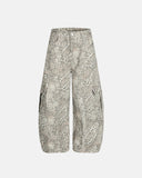 Leopard Pattern Cargo Barrel Pants | INFLATION Streetwear INFLATION
