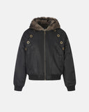 Faux Fur Grommet Hooded Bomber Jacket | Inflation Streetwear