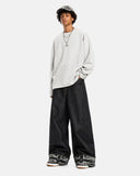 full-body styling with graphic cuff baggy jeans