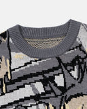 Comic Graphic Crew Neck Knit Sweater | Inflation Streetwear