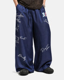 Glossy Graphic Wide-Leg Sweatpants | Inflation Streetwear