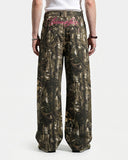 Pink Embroidered Camo Baggy Pants | Inflation Streetwear INFLATION