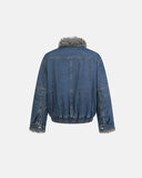 Faux Fur Padded Boxy Denim Jacket | Inflation Streetwear