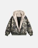 Camo Faux Fur Padded Hooded Jacket | INFLATION Streetwear INFLATION