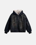 Faux Fur Lined Acid Wash Bomber Jacket | Inflation Streetwear INFLATION