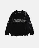 Distressed Gothic Graphic Knit Sweater | Inflation Streetwear