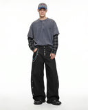 Side Eyelet Buttons Barrel Jeans | Inflation Streetwear INFLATION