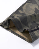 Wide-leg camouflage pants with sporty side stripe accents