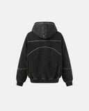 Contrast Stitch Boxy Zip Up Hoodie | Inflation Streetwear