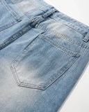 Blue Rhinestone Baggy Jeans Shorts | Inflation Streetwear INFLATION