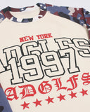 Retro Graphic Camo Raglan Waffle T-Shirt | Inflation Streetwear