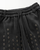 eyelet sweatpants with elastic drawstring waistband detail