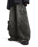 Distressed Washed Cargo Barrel Jeans | Streetwear INFLATION