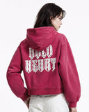 Gothic Letter Washed Zip Up Hoodie | Inflation Streetwear