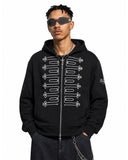 black streetwear hoodie with cross zipper pull
