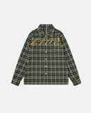 Script Embroidered Plaid Long-Sleeve Shirt | Inflation Streetwear