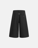 cinch back tailored shorts rear waist detail buckle
